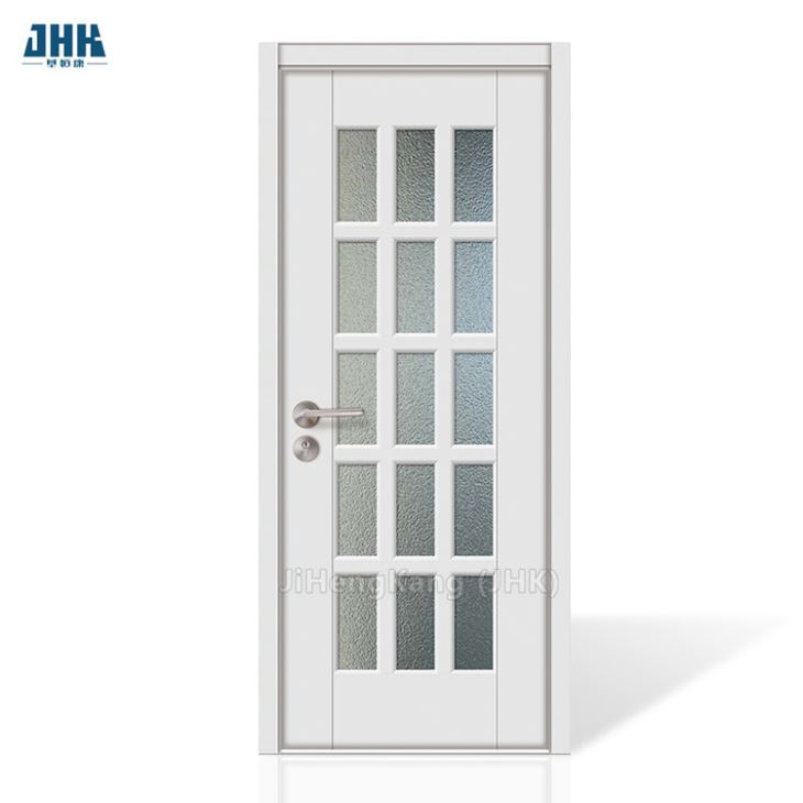 Porte scorrevoli in legno per interni moderni in vetro tascabile Porta scorrevole personalizzata in legno con doppio fienile bianco Shaker