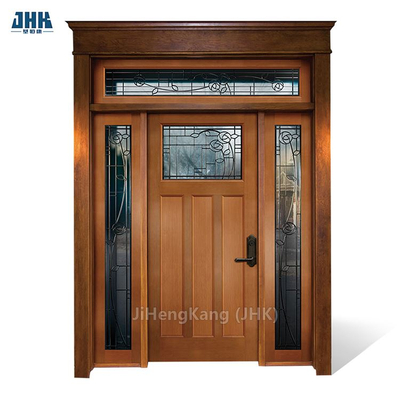 Porta principale in legno di ontano decorato con vetro