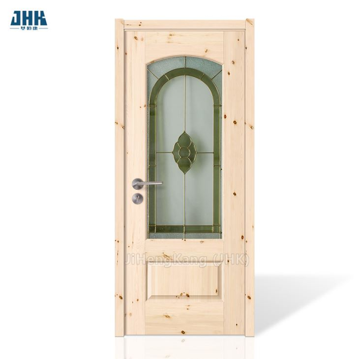 Speciale più venduto per l'esportazione di bagni impermeabili in legno massello utilizzando porte in legno decorate con vetro artistico dalla linea bellissima